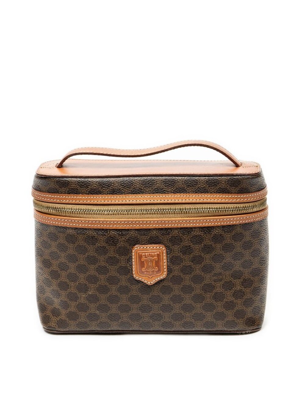 Celine Top Handle Toiletry Pouch Brown Macadam Canvas